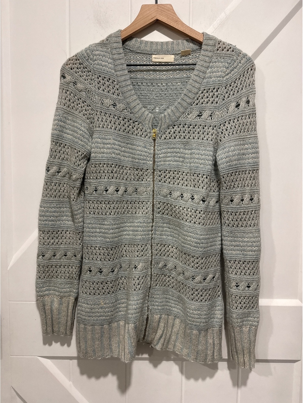 Anthropologie "Sleeping on Snow" Pixie Dust Zip Up Women's Wool Blend Cardigan